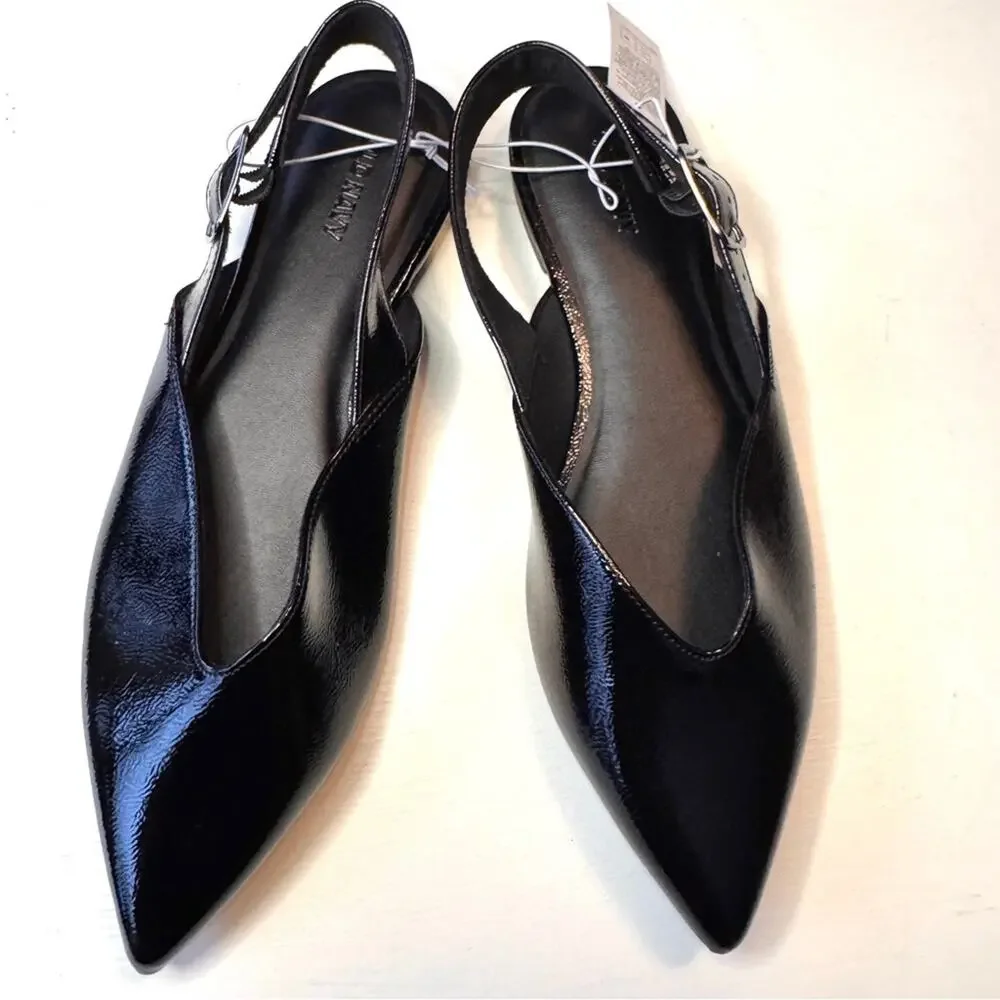 Old Navy Black  Ankle Buckle Slingback Pointed Toe Women's Shoes Sz 9 NWT